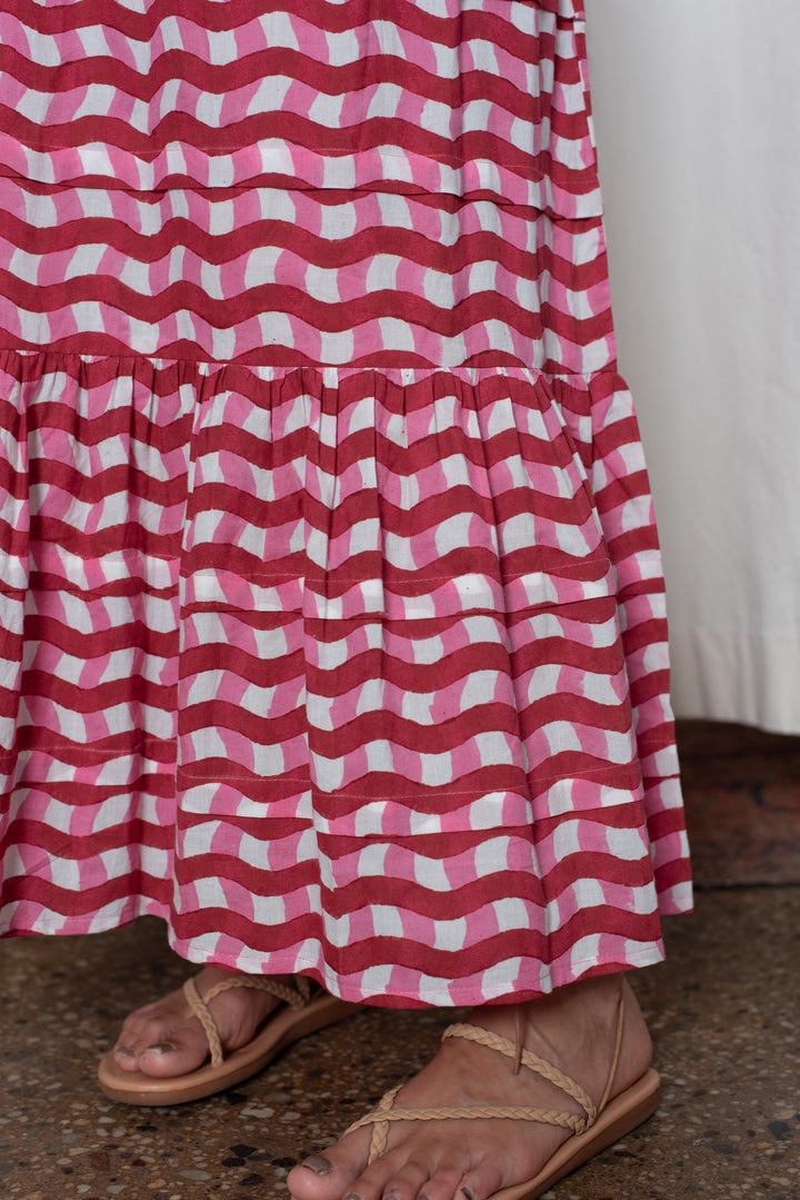 Coco Skirt - Red and Pink Zigzag Stripe