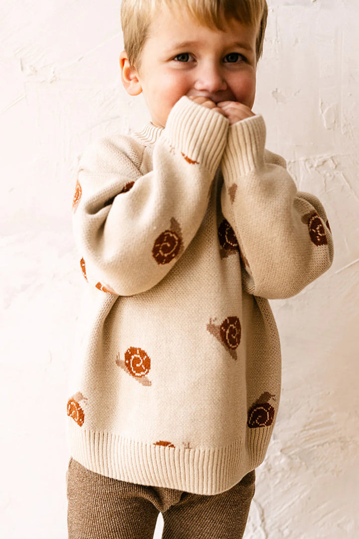 Organic Snail Knit Sweater - Oatmeal