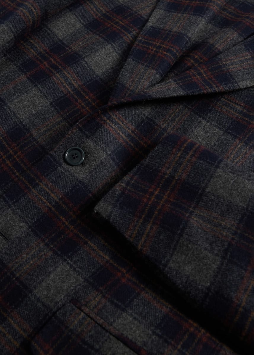 Wool & Cashmere Plaid Jacket - Grey/Navy