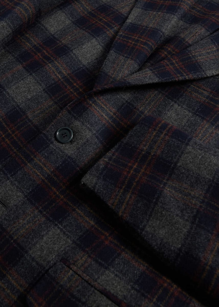 Wool & Cashmere Plaid Jacket - Grey/Navy