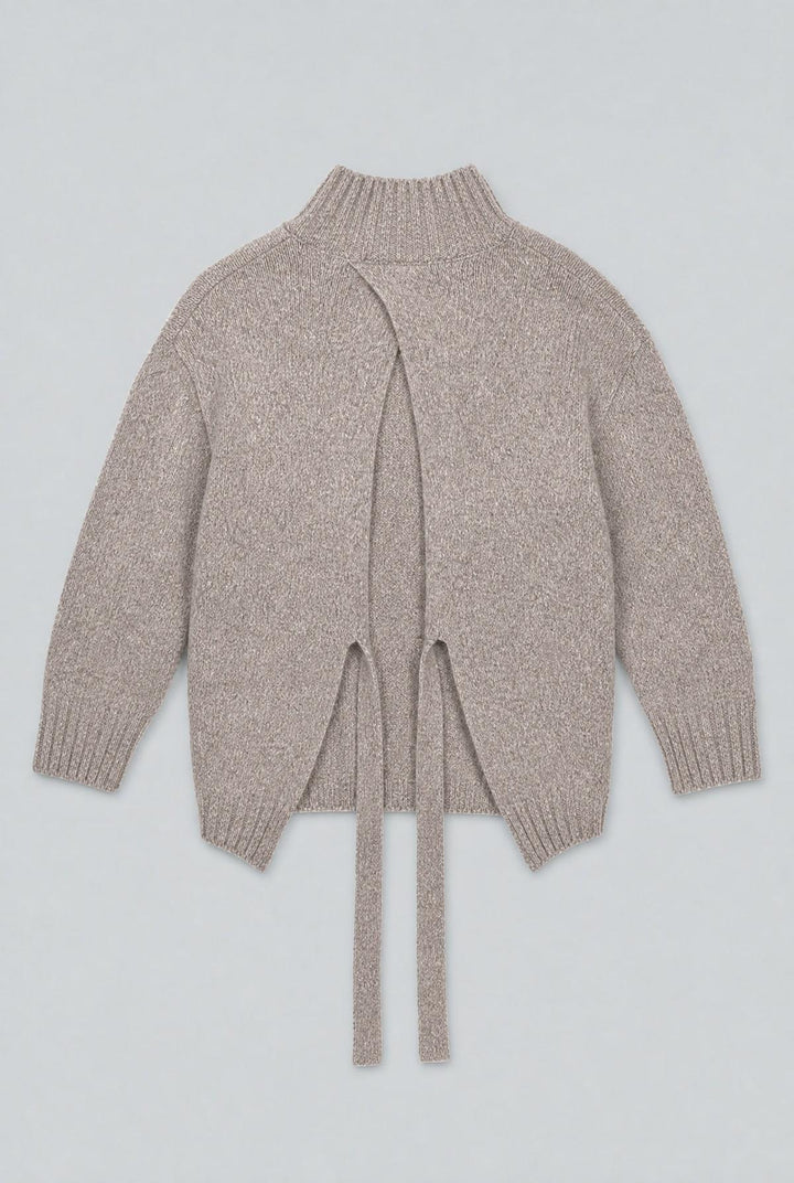 Wrap Turtleneck Sweater - Heather Gray