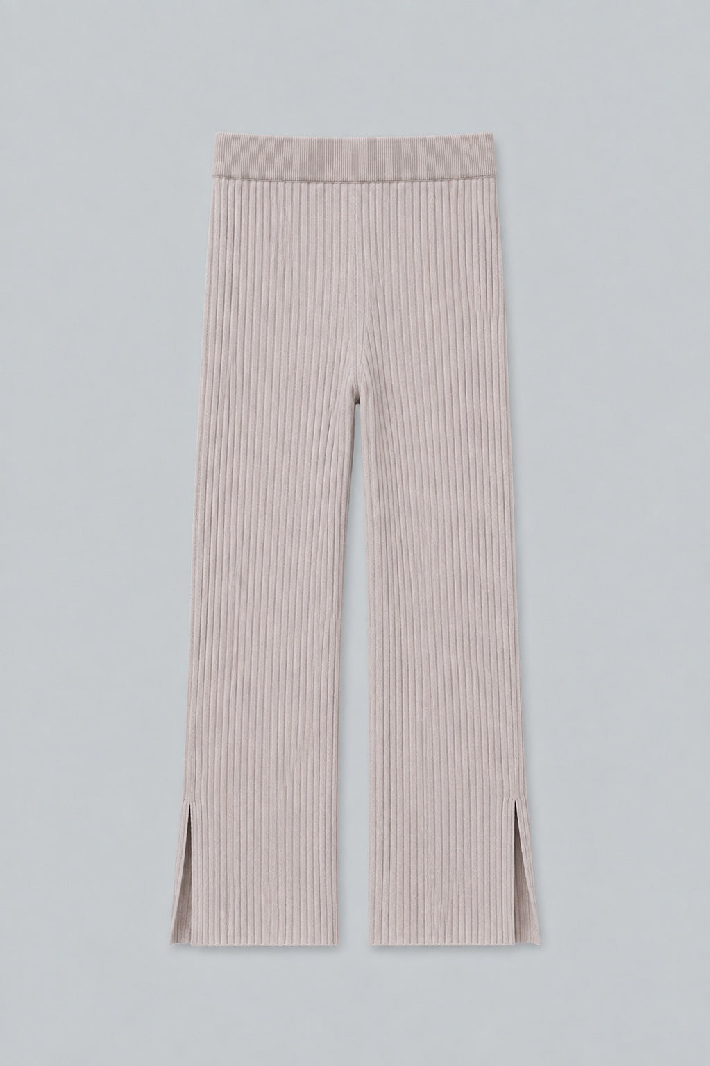 Cashmere Ribbed Pant With Slit - Cloud