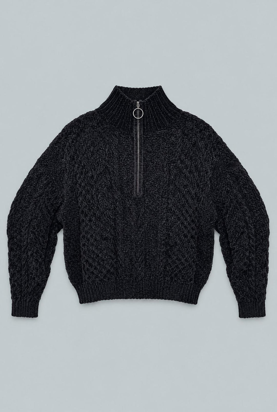 Chenille Quarter Zip Sweater - Cream
