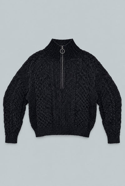 Chenille Quarter Zip Sweater - Cream
