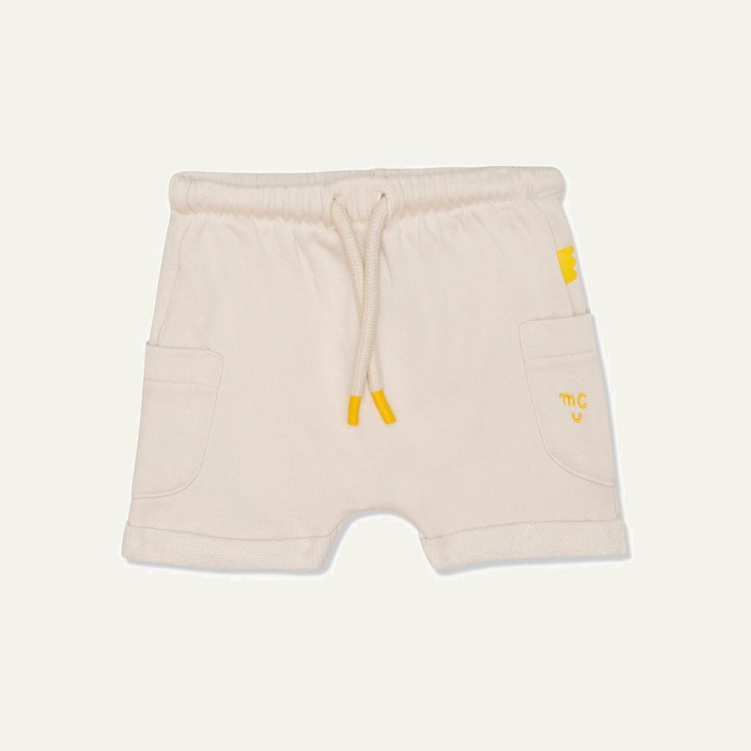 Recycled Cotton Cream Baby Shorts - Natural