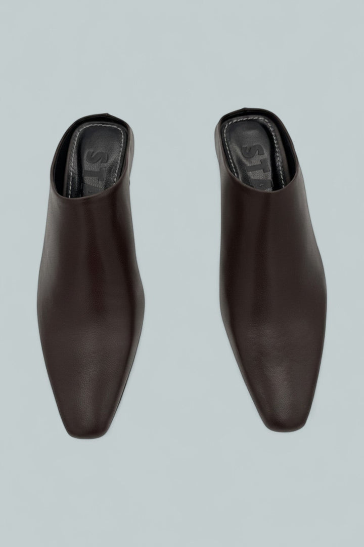 Women's Wally Leather Mid Heel Mules - Espresso Leather