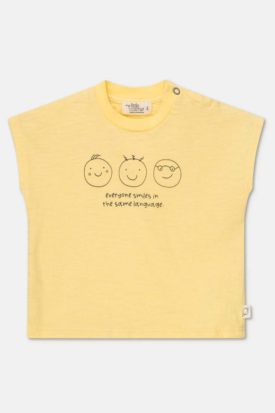 Print slub baby t-shirt smiles - Yellow - t-shirt - baby
