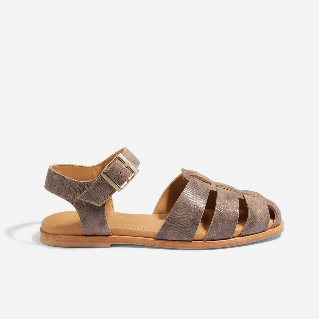 Mira Fisherman Sandal - Greige Snake - FINAL SALE