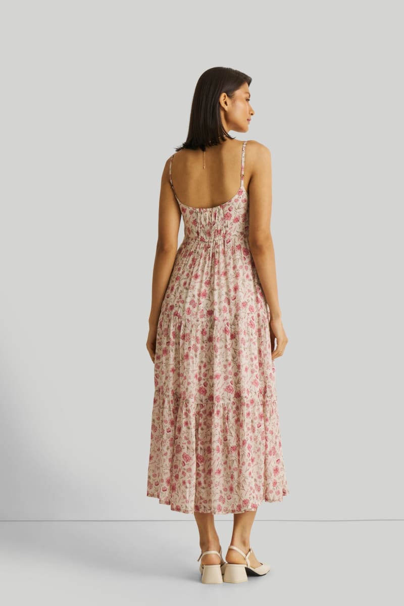 Strappy Tiered Maxi Dress - Petal Fusion