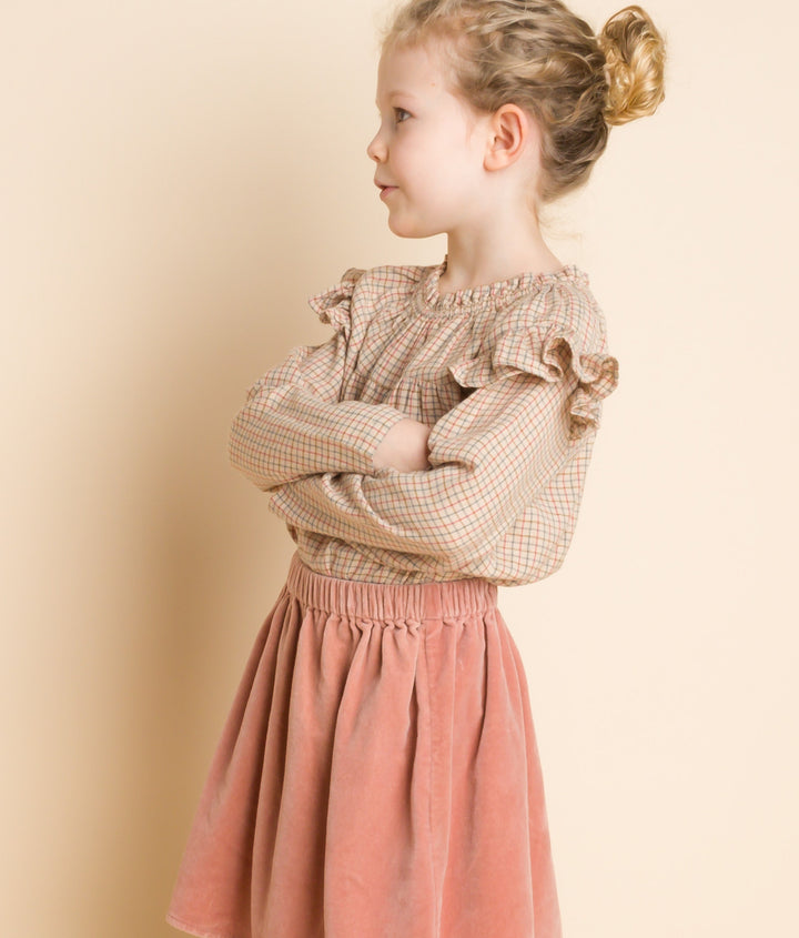 Girls Coral Skirt - Blush Velvet