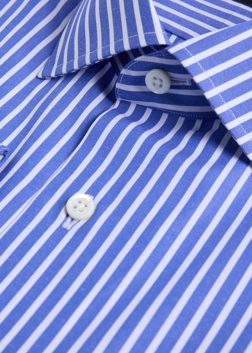 Cotton Vertical Stripe Sport Shirt - Blue