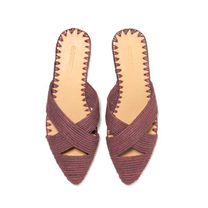 Venus Raffia Mule Bordeaux