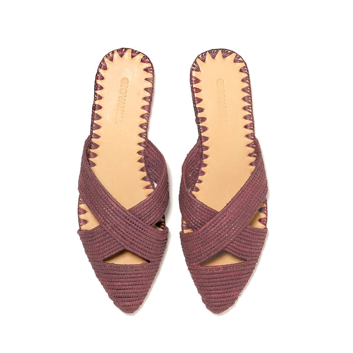 Venus Raffia Mule Bordeaux