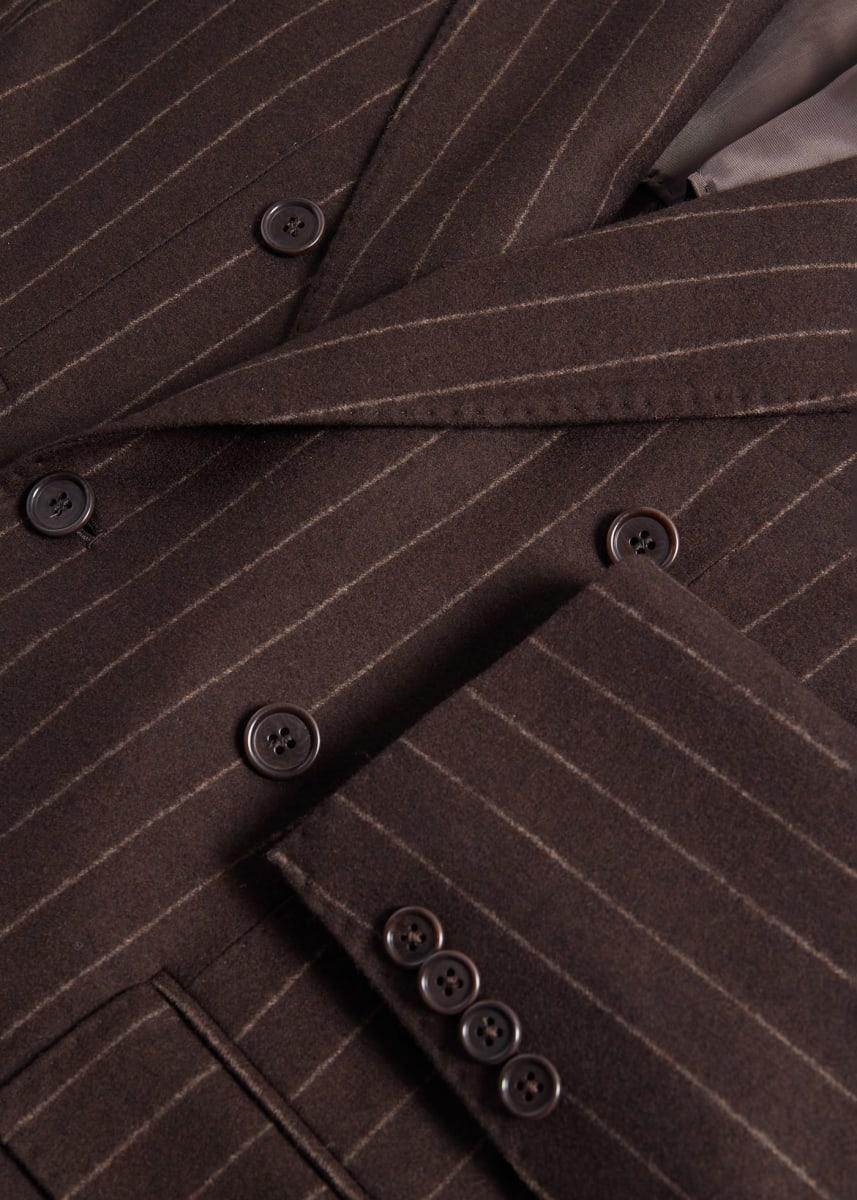 Chalk Stripe Flannel Suit - Brown