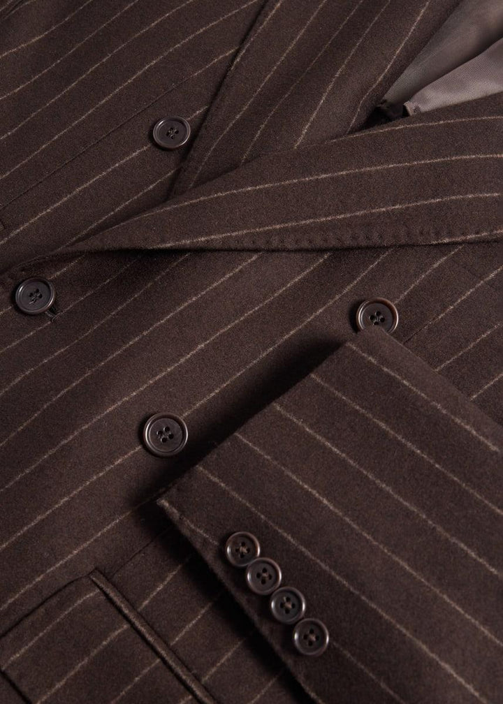 Chalk Stripe Flannel Suit - Brown