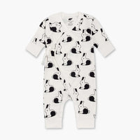 Kimono Tie One-Piece - Black + White Bunnies