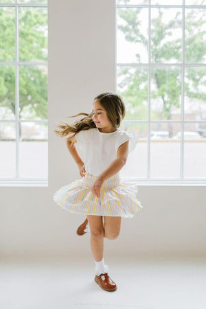 Ruffle Skort - Pastel Stripe