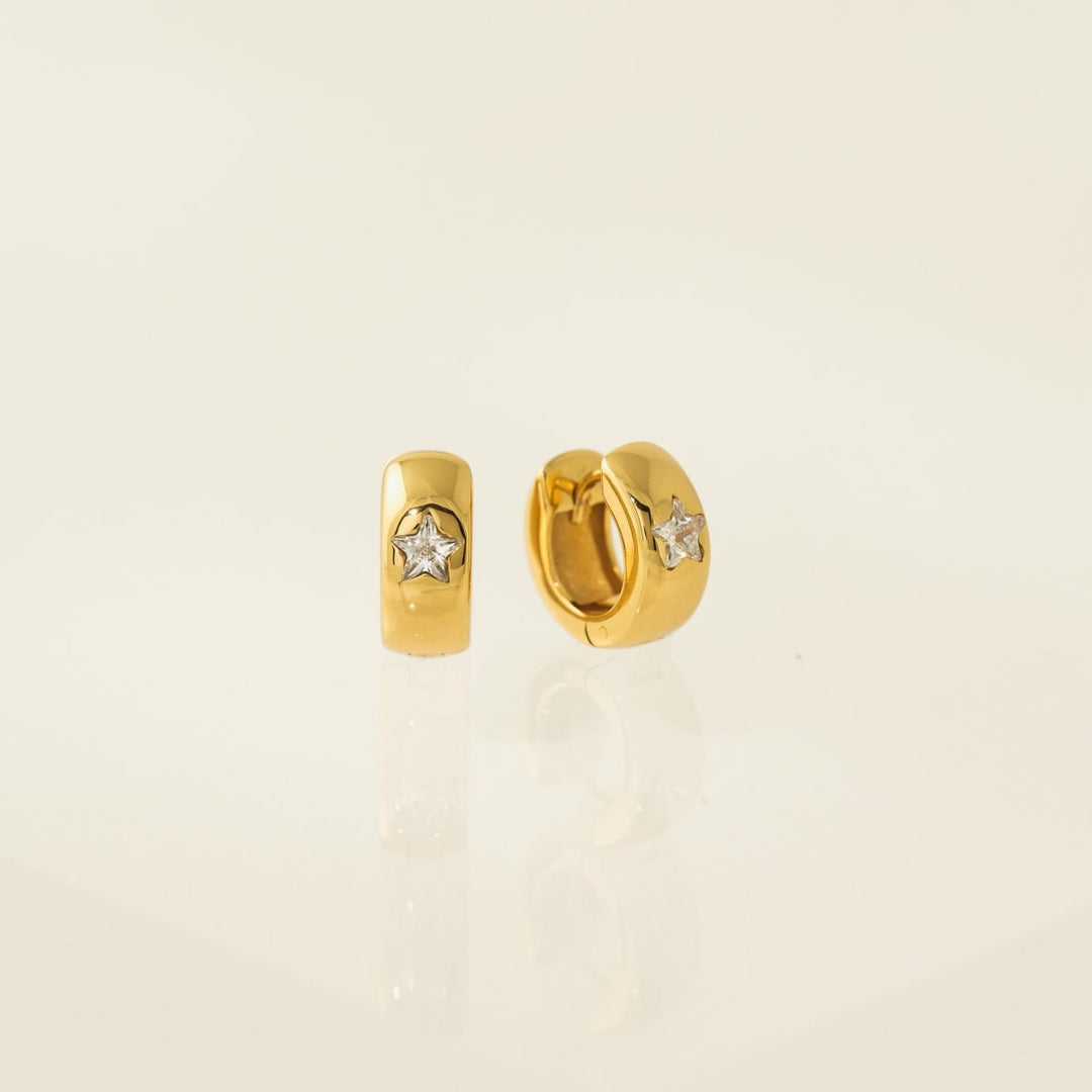 Star Chunky Huggie Hoop Earrings