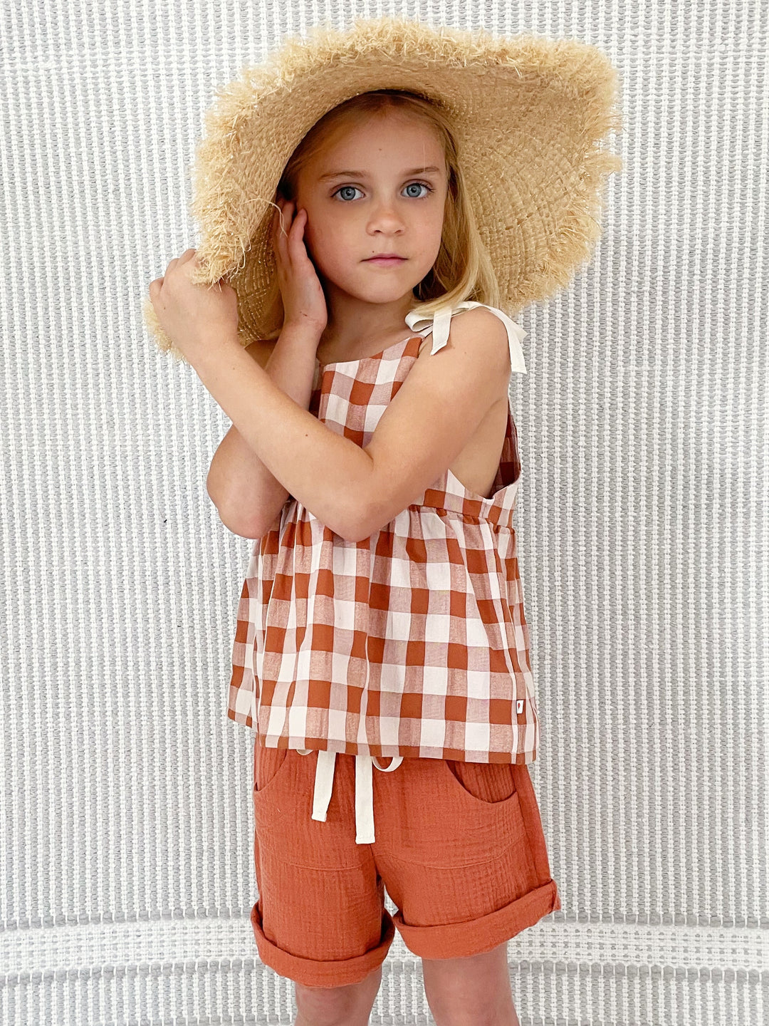 Helene Square Top - Rust Gingham