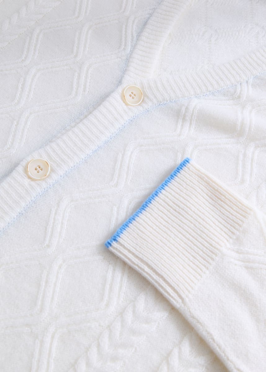 Cashmere Cable Cardigan - White