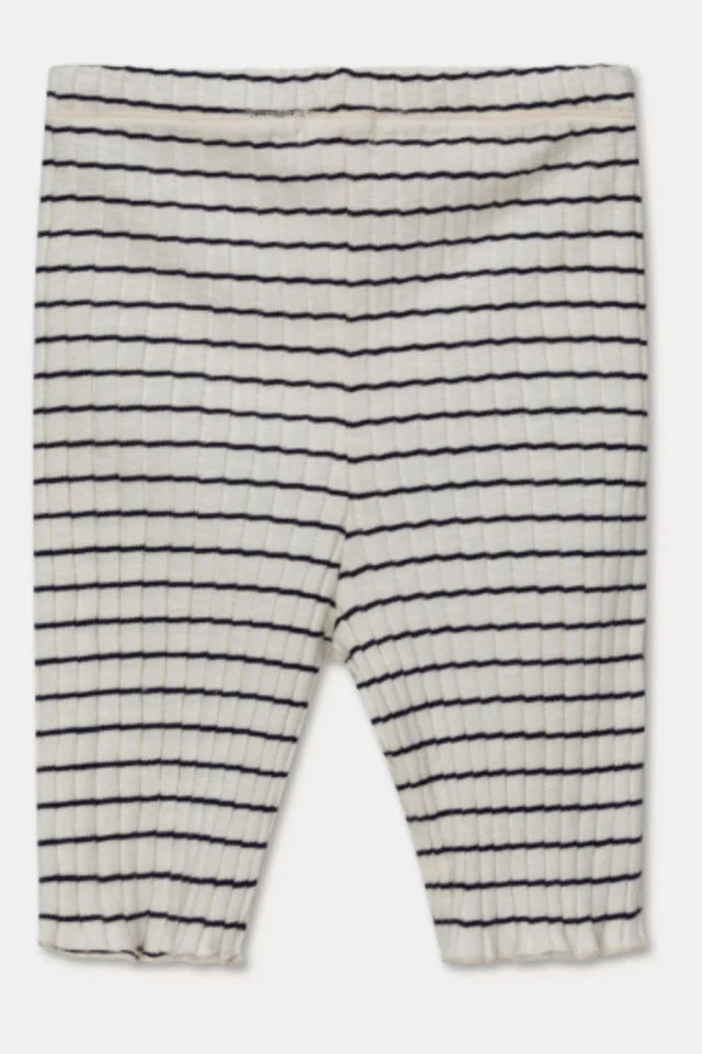 Rib stripe lettuce-edge bike shorts - Ivory