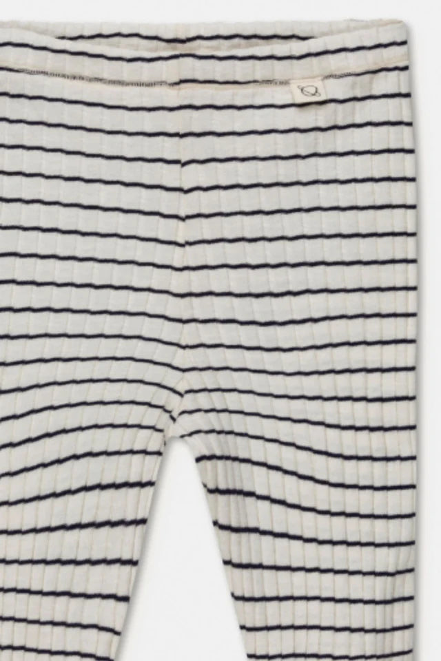 Rib stripe lettuce-edge bike shorts - Ivory
