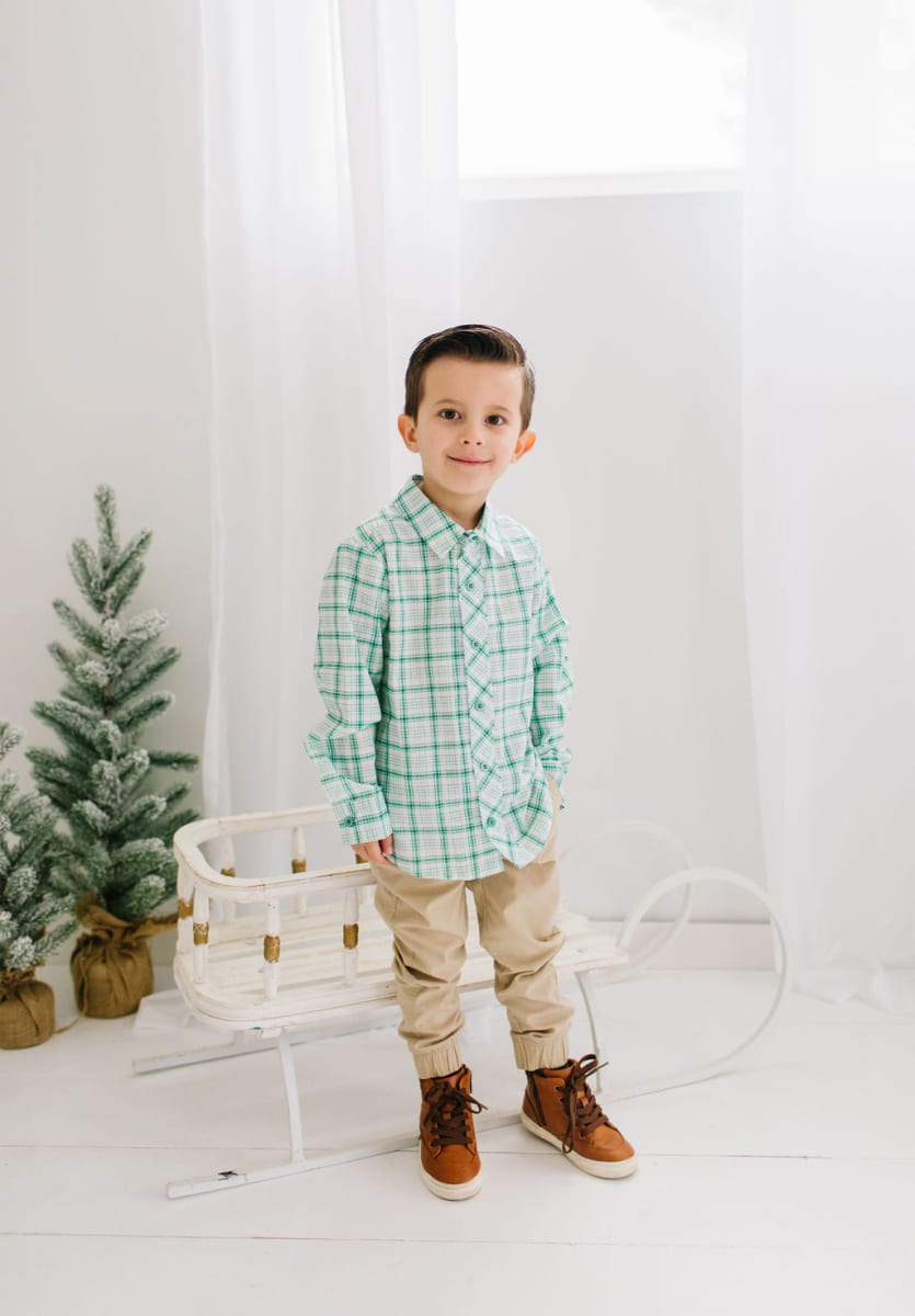Boys Button Down - Winter Plaid