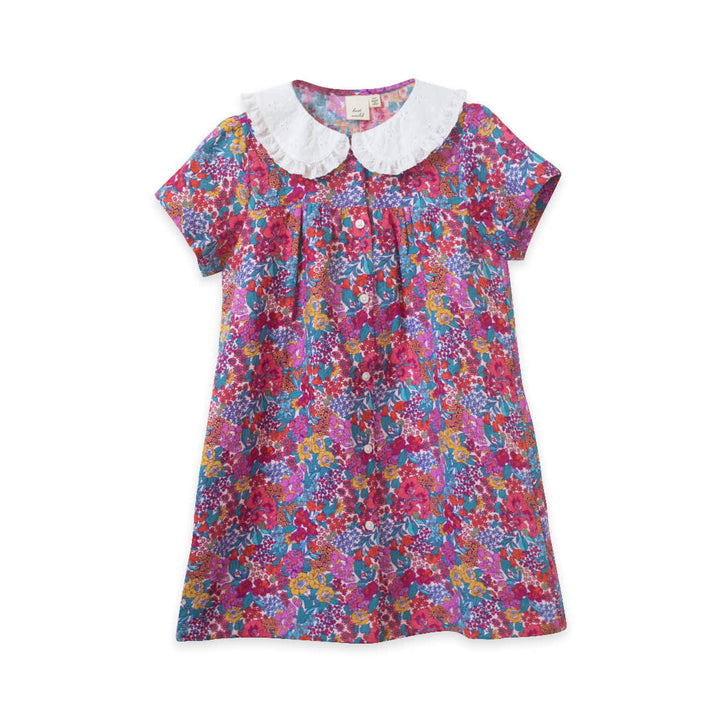 Girls Broderie Collar Fae Dress - Orchid