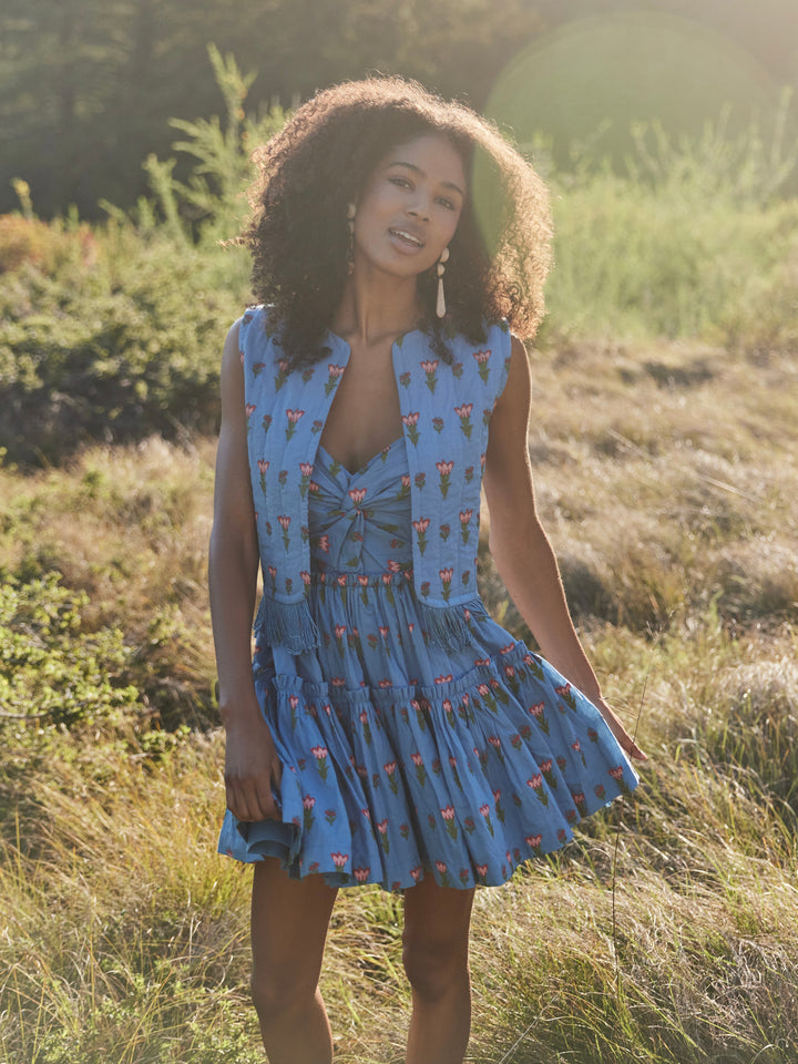 Kelsey Mini Dress - French Blue/Punch Blossom Floral