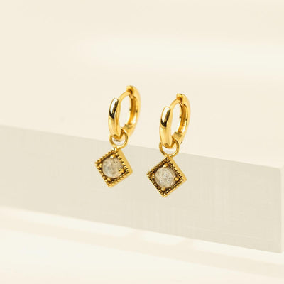 Eclipse Huggie Drop Hoop Earrings - Labradorite