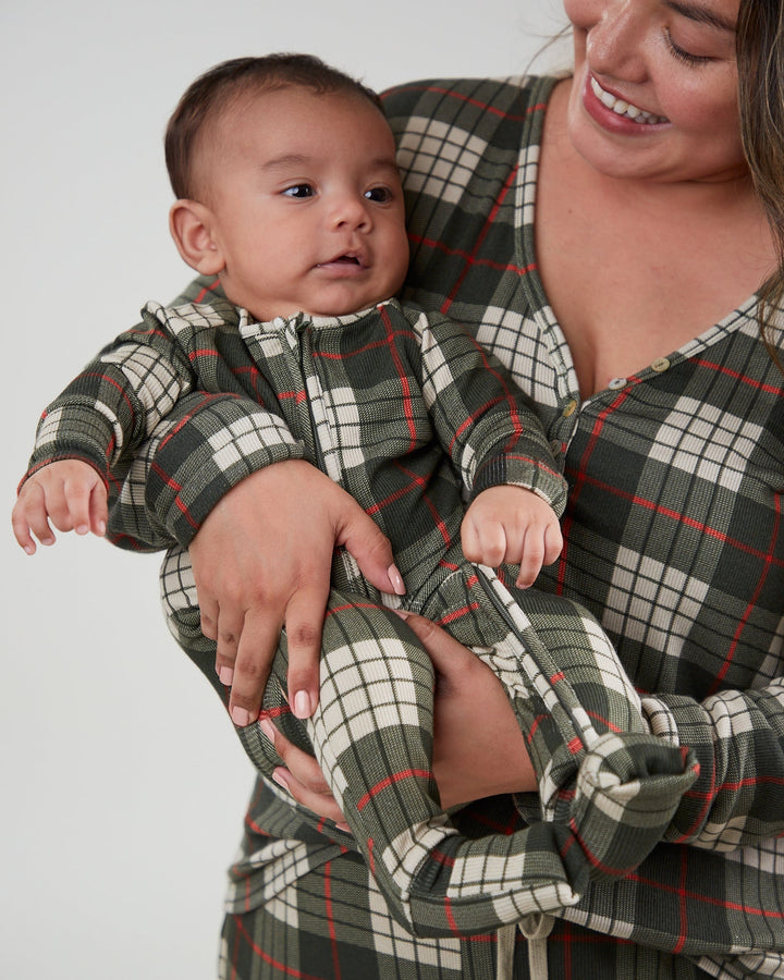 Mama Henley Top - Winter Plaid