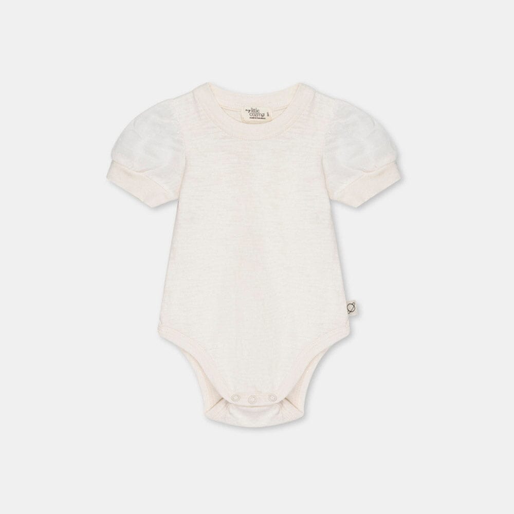 Slub Puffed Sleeves Bodysuit - Ivory Bodysuits + Onesies My Little Cozmo 