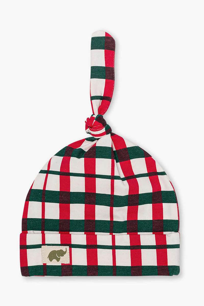 Top Knot Cap - Festive Plaid
