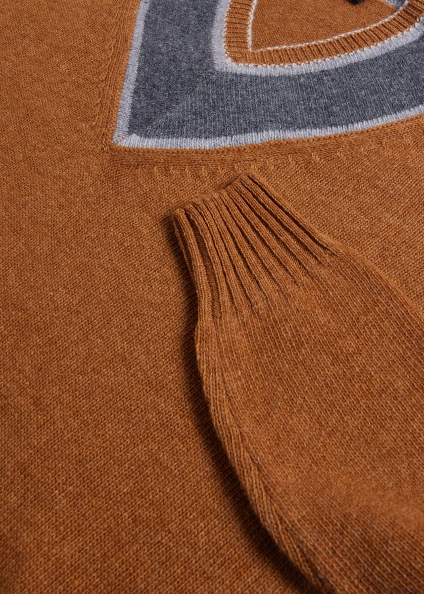 Wool V Neck Pullover Sweater - Camel