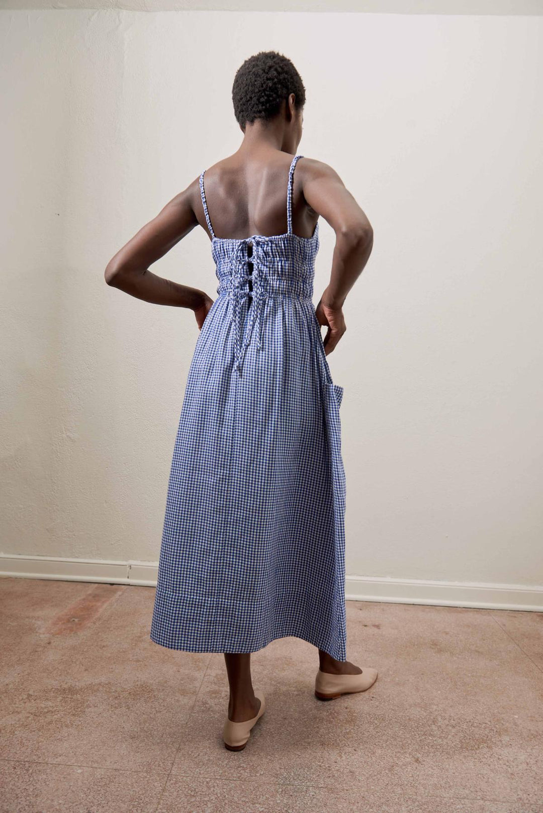 Matcha Dress | Indigo Gingham | Organic