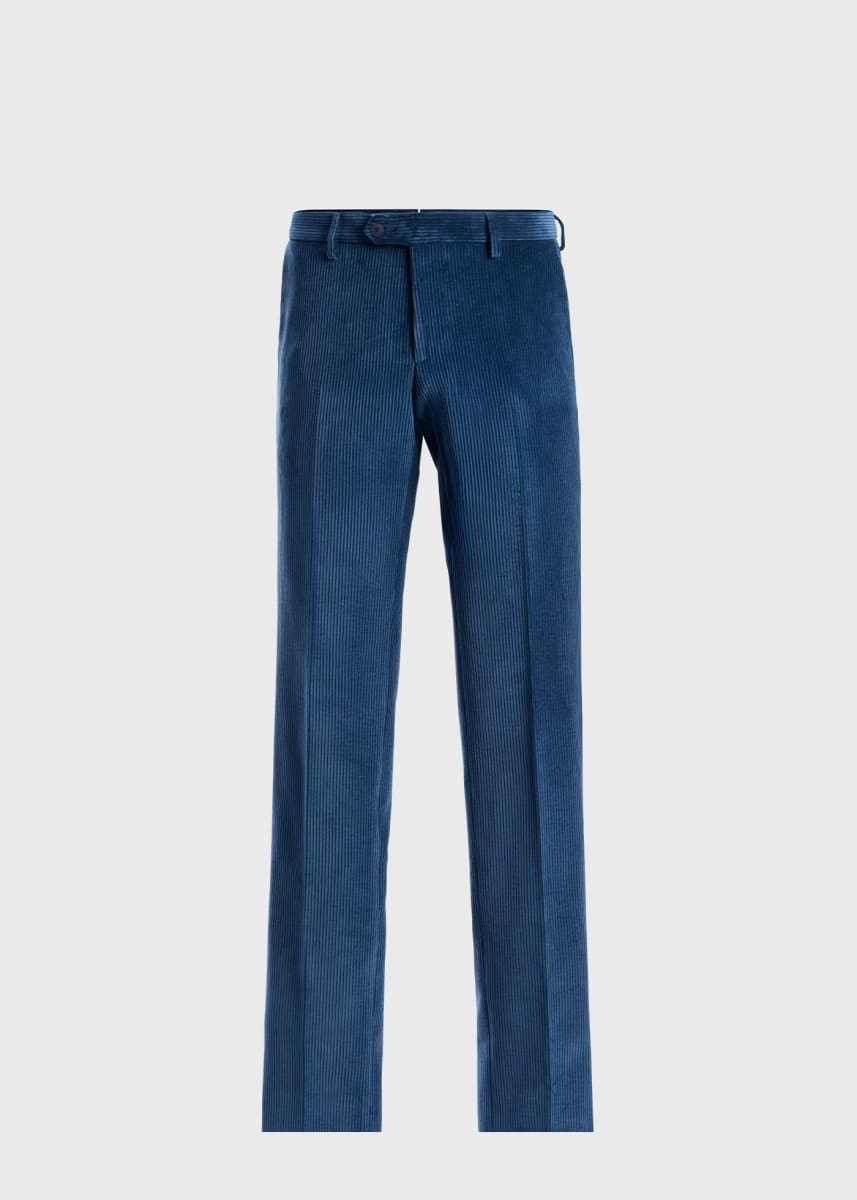 Suede Trimmed Corduroy Trouser - Royal Blue