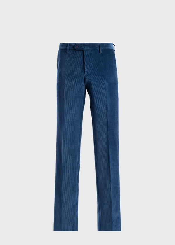 Suede Trimmed Corduroy Trouser - Royal Blue