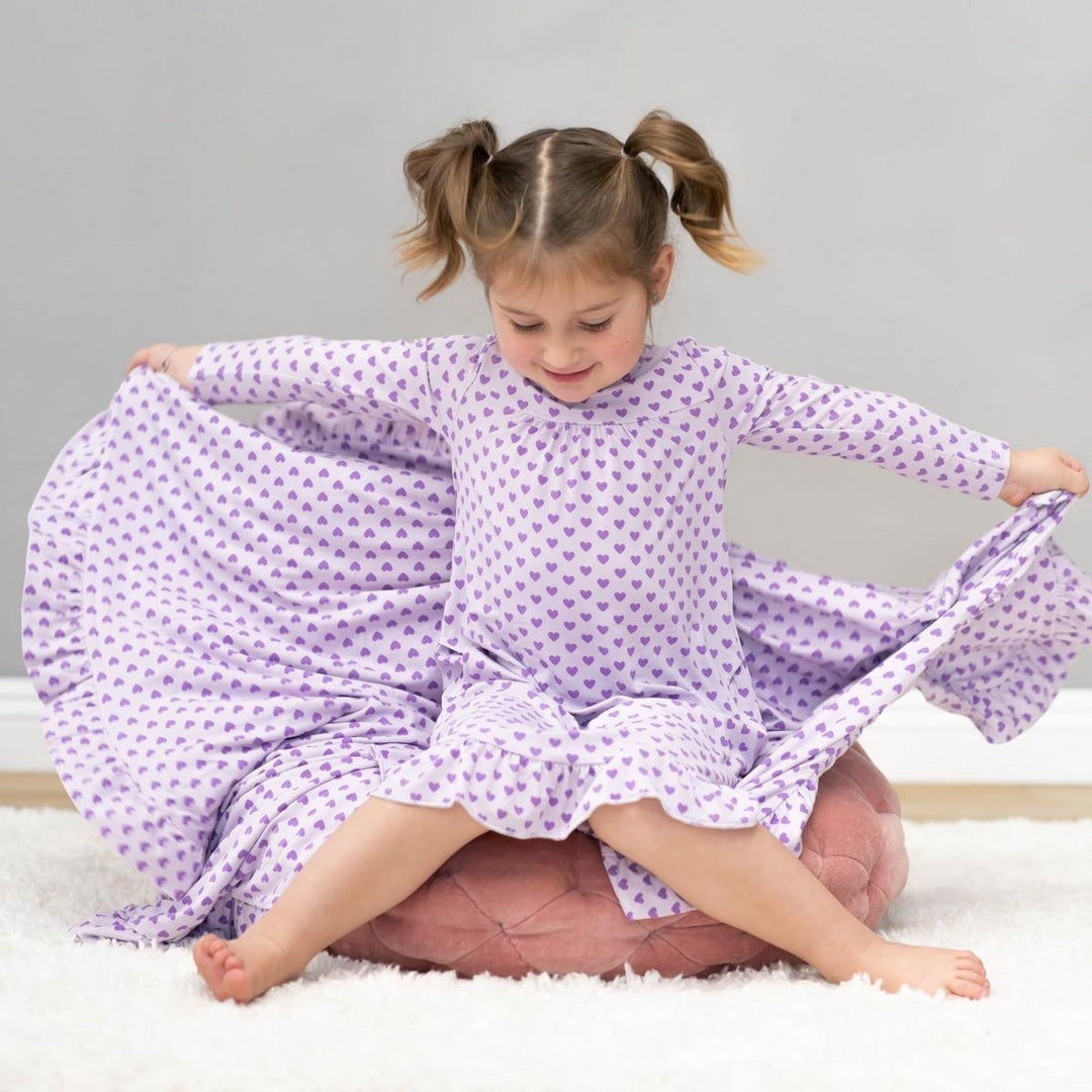 Ruffle Blanket - Purple Hearts