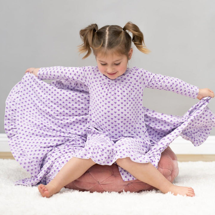 Ruffle Blanket - Purple Hearts