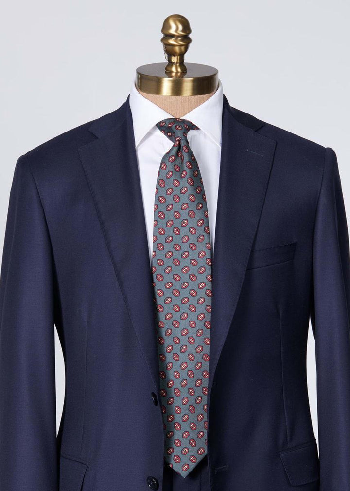 Madder Silk Hexagon Print Tie - Green