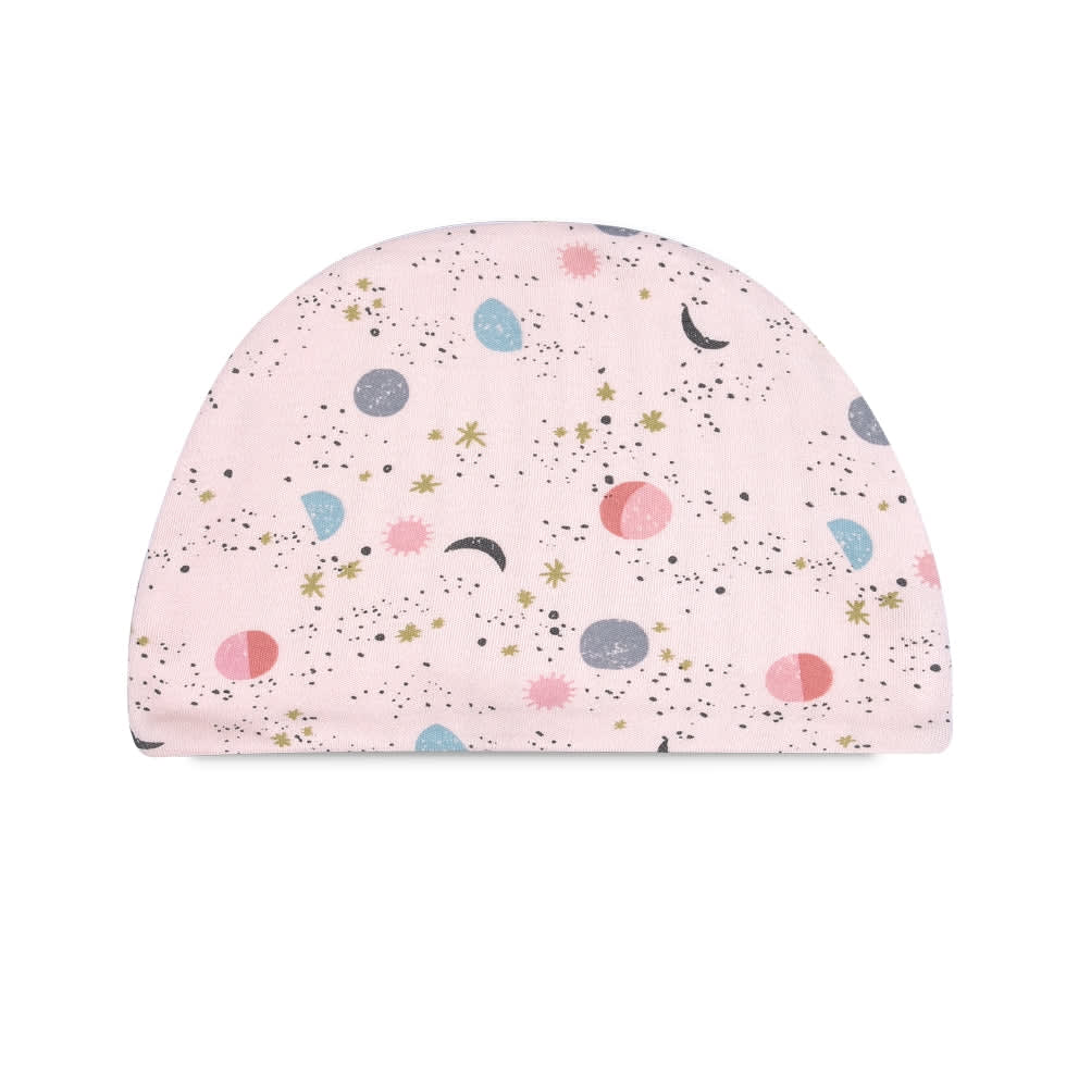 Organic Cotton Hat - Pink moon & stars