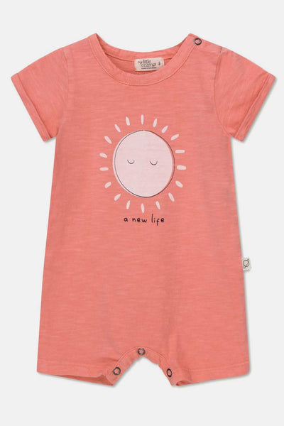 Print slub baby jumpsuit - Coral