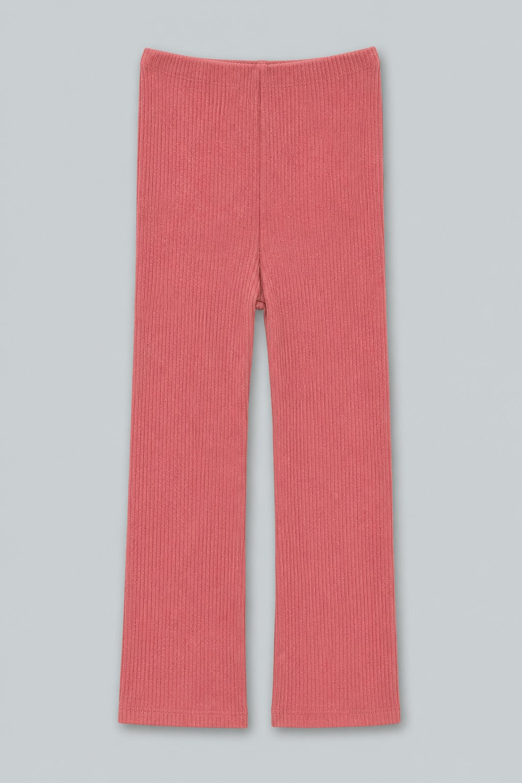 Ribbed Textured Flare Pants With Slits - Rose