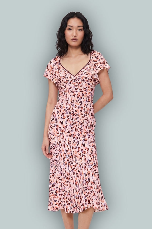 GapStudio Crepe Midi Dress - Powerpeach Pebbleprint
