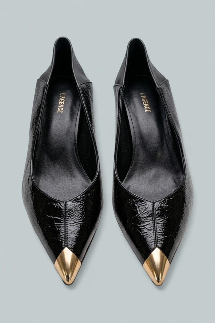Garlan Kitten-Heel Pump - Black Patent
