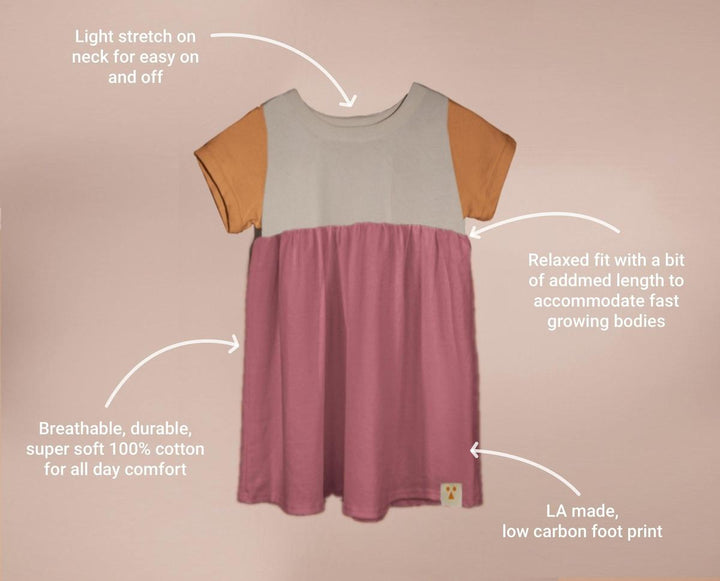 Two-Tone Organic Cotton Jersey Dress - River