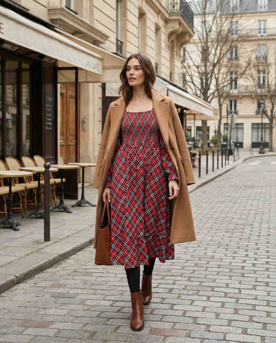 Velour Adult Life of the Party Dress - Christmas Tartan