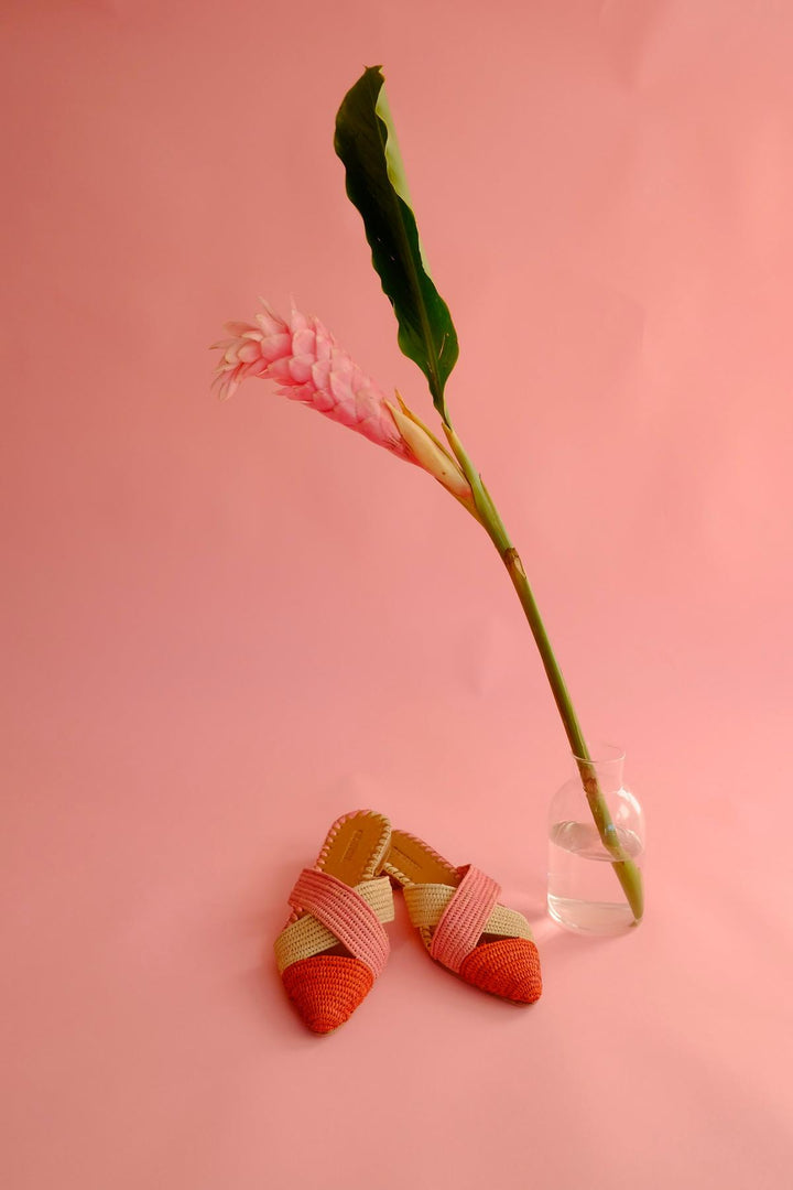 Venus Raffia Mule Rose