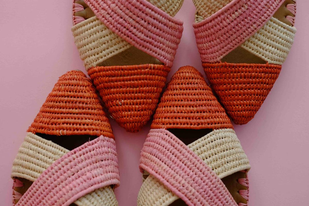 Venus Raffia Mule Rose