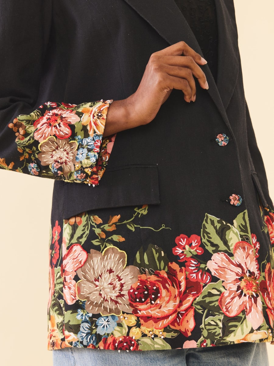 Sloan Blazer - Black Victorian Floral